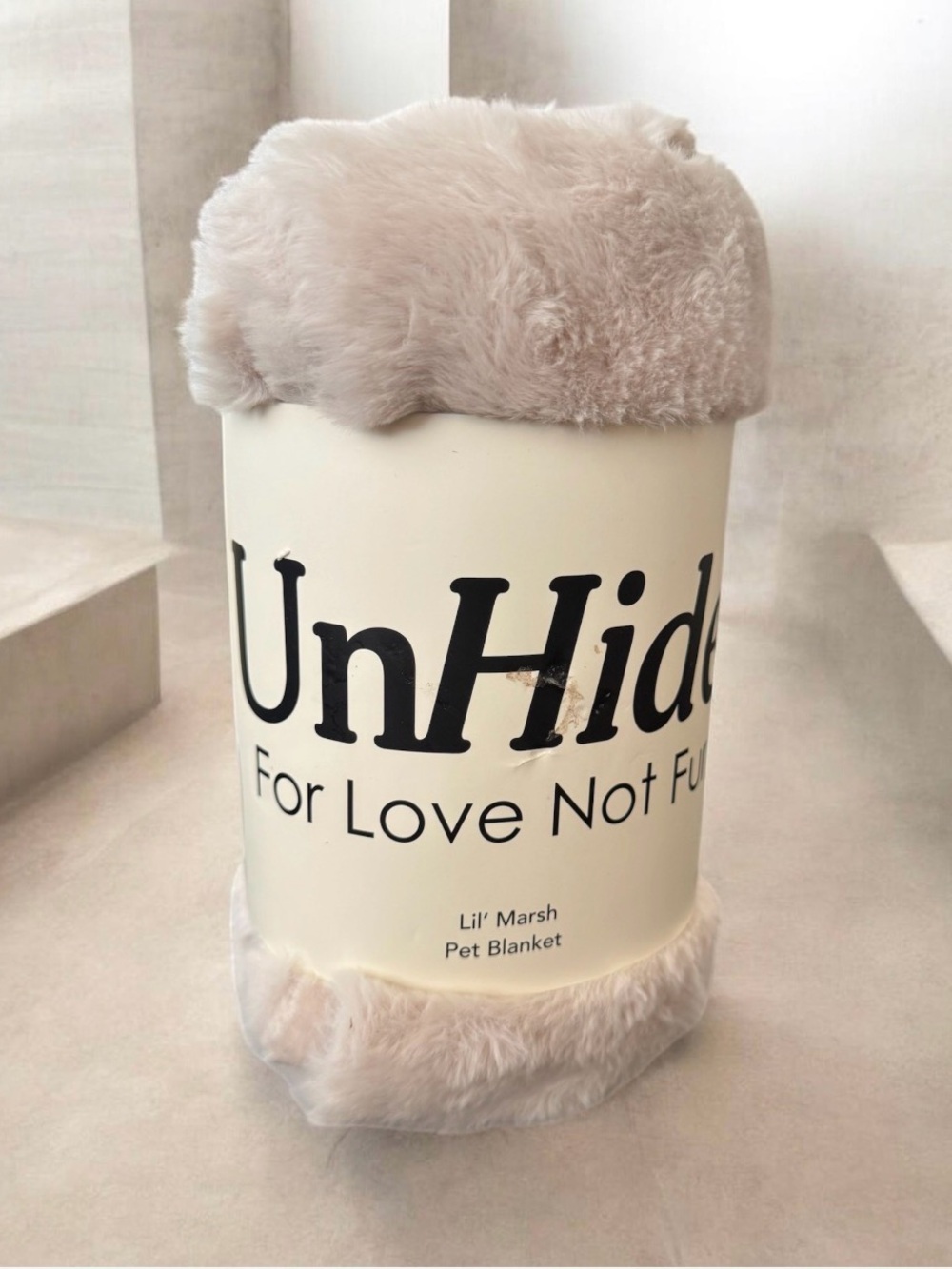 UnHide Lil’ Marsh Faux Fur Blanket 44” x 34” Beige Bear | Ultra Soft Cozy Throw